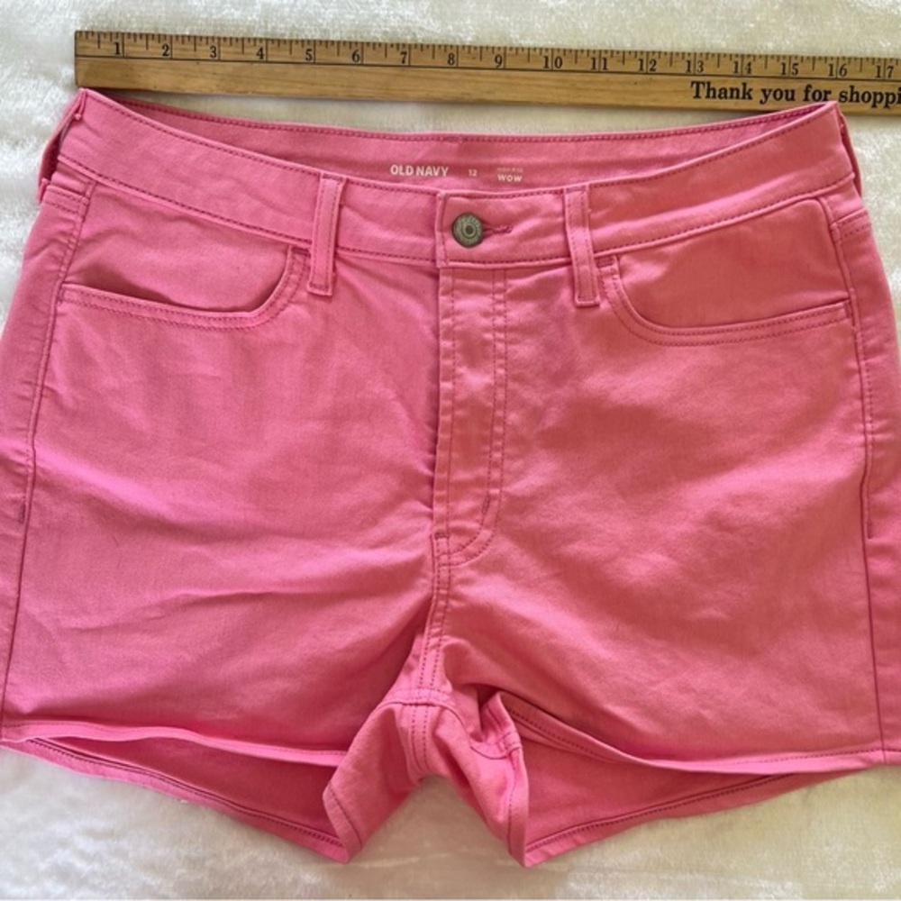 Old Navy Barbie Pink‎ High-Rise WOW 3” Inseam Stretch Shorts Sz 12 EUC